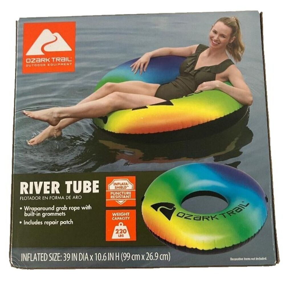 Ozark Trail Rainbow Inflatable River Tube 39” X 10.6" Pool Float Water Raft